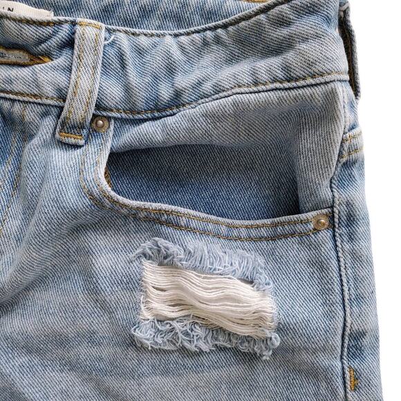 PacSun Light Blue Ripped Denim Mom Shorts Size 26 - Picture 11 of 16